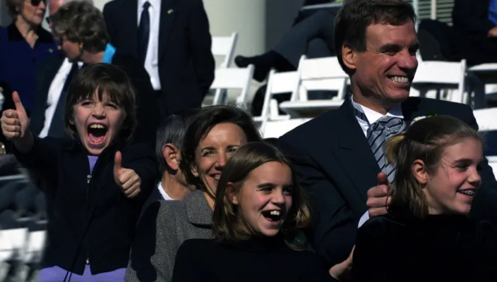 Senator Warner celebrating