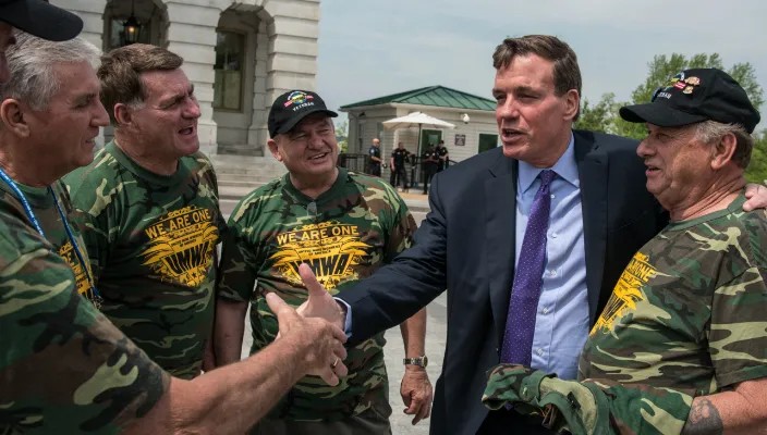 Senator Warner meeting people
